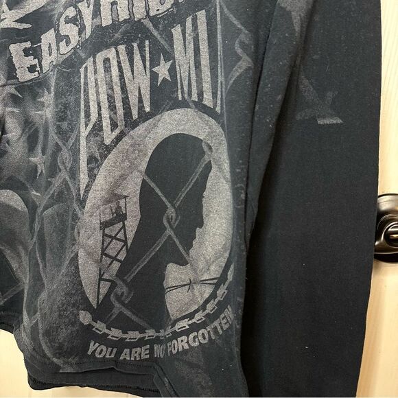 Y2K Easy Riders Pow Mia Navy Blue Eagle Motorcycle All Over Print Long Sleeve M - Picture 5 of 8